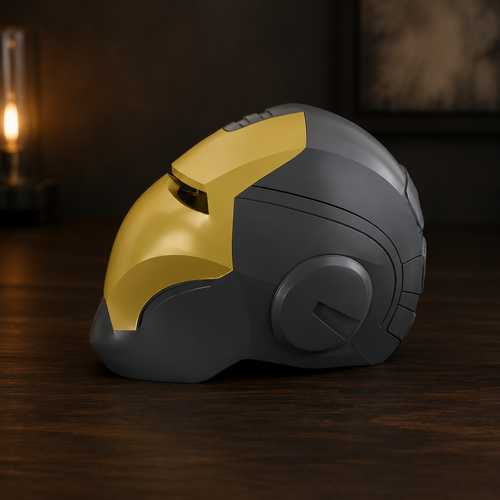 Kryvon Futuristic 3D-Printed Wearable Mask – Graphite Gray & Golden Yellow