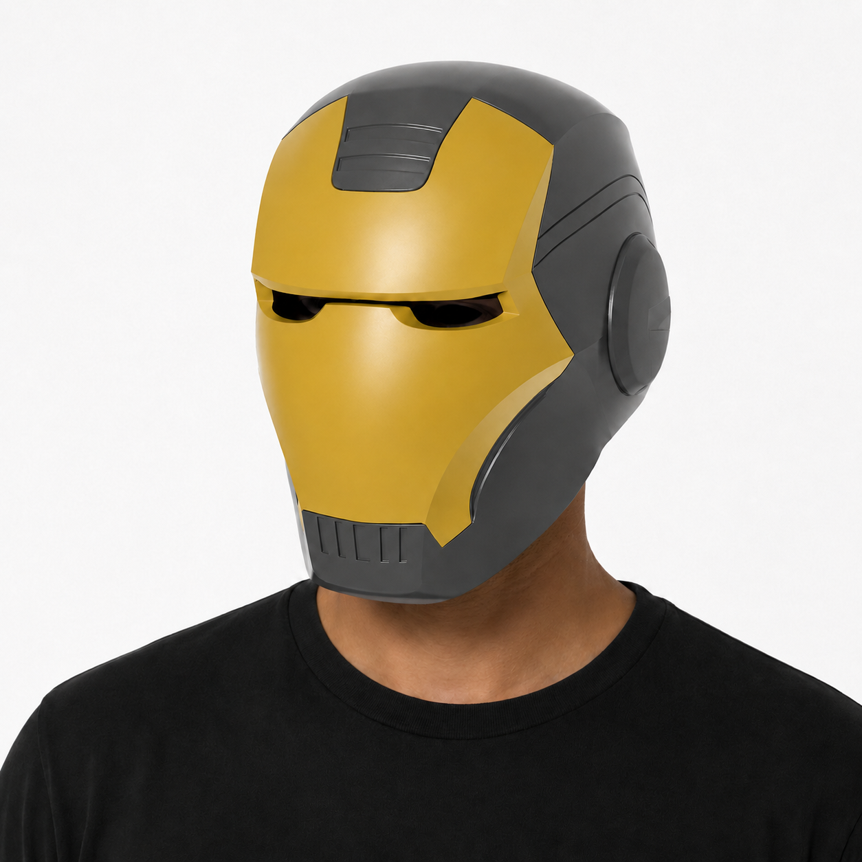 Kryvon Futuristic 3D-Printed Wearable Mask – Graphite Gray & Golden Yellow