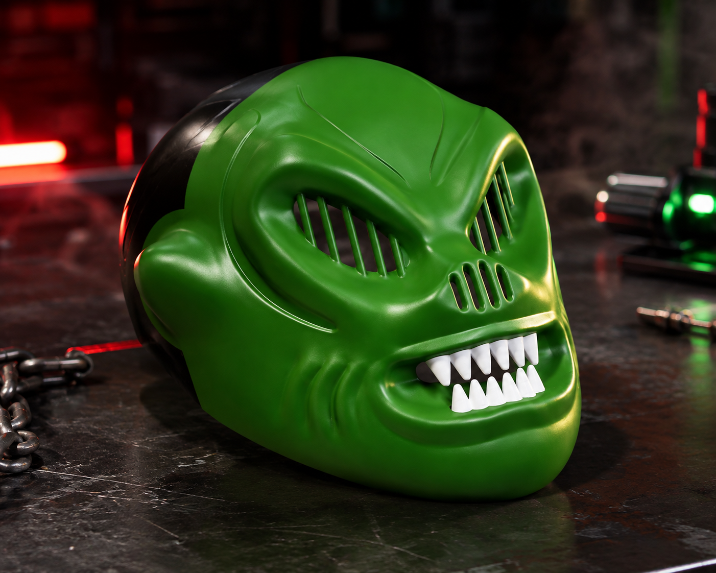 VORAX Creature Mask – Green & Black 3D Printed Costume Mask