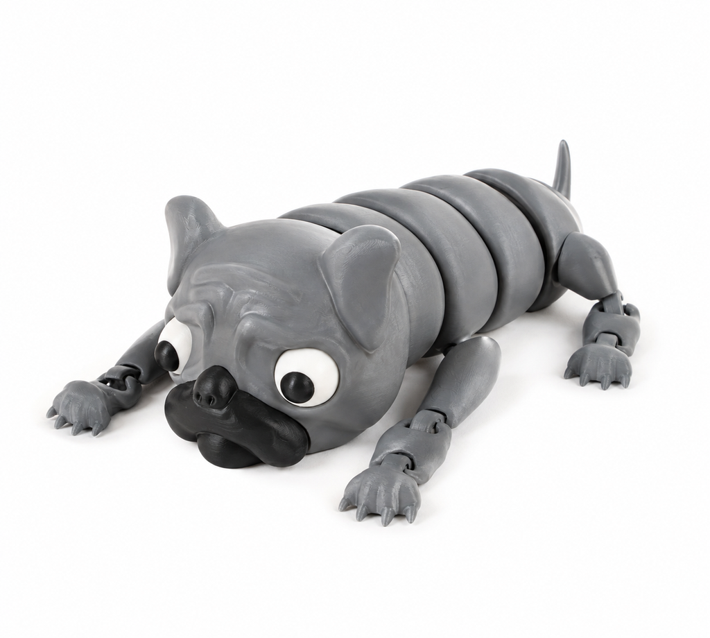 Flexi Pug Articulated Dog – 3D Printed Flexible Puppy Toy