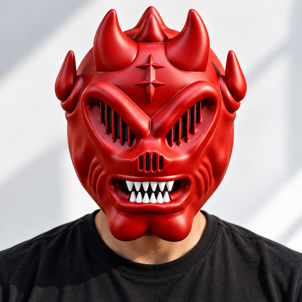 VORAX Ghost Creature Mask | 3D Printed Demon Mask | Red or Blue Full Face Halloween