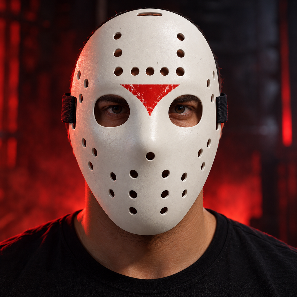 RAVEN XIII Horror Hockey Mask | 3D Printed Slasher Face Mask | White & Red Costume Mask | Halloween Cosplay