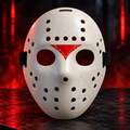 RAVEN XIII Horror Hockey Mask | 3D Printed Slasher Face Mask | White & Red Costume Mask | Halloween Cosplay