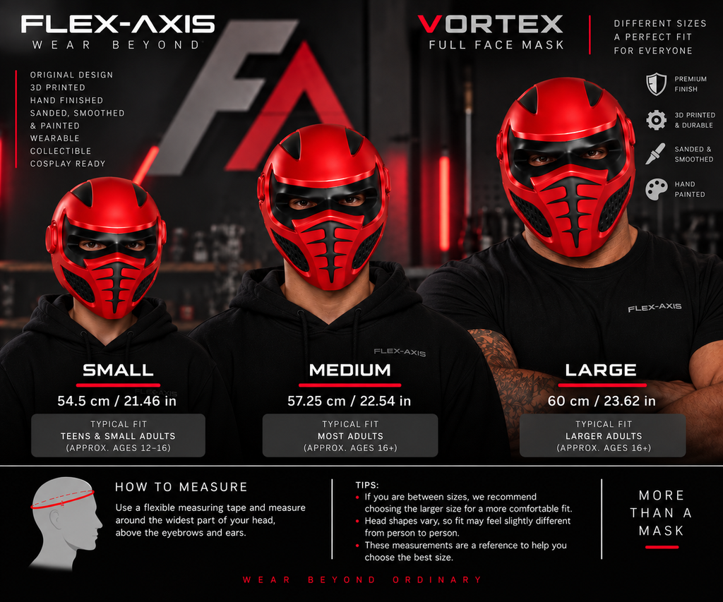 Vortex Mask – Futuristic Full Face 3D Printed Wearable Mask – Original Sci-Fi Costume Design